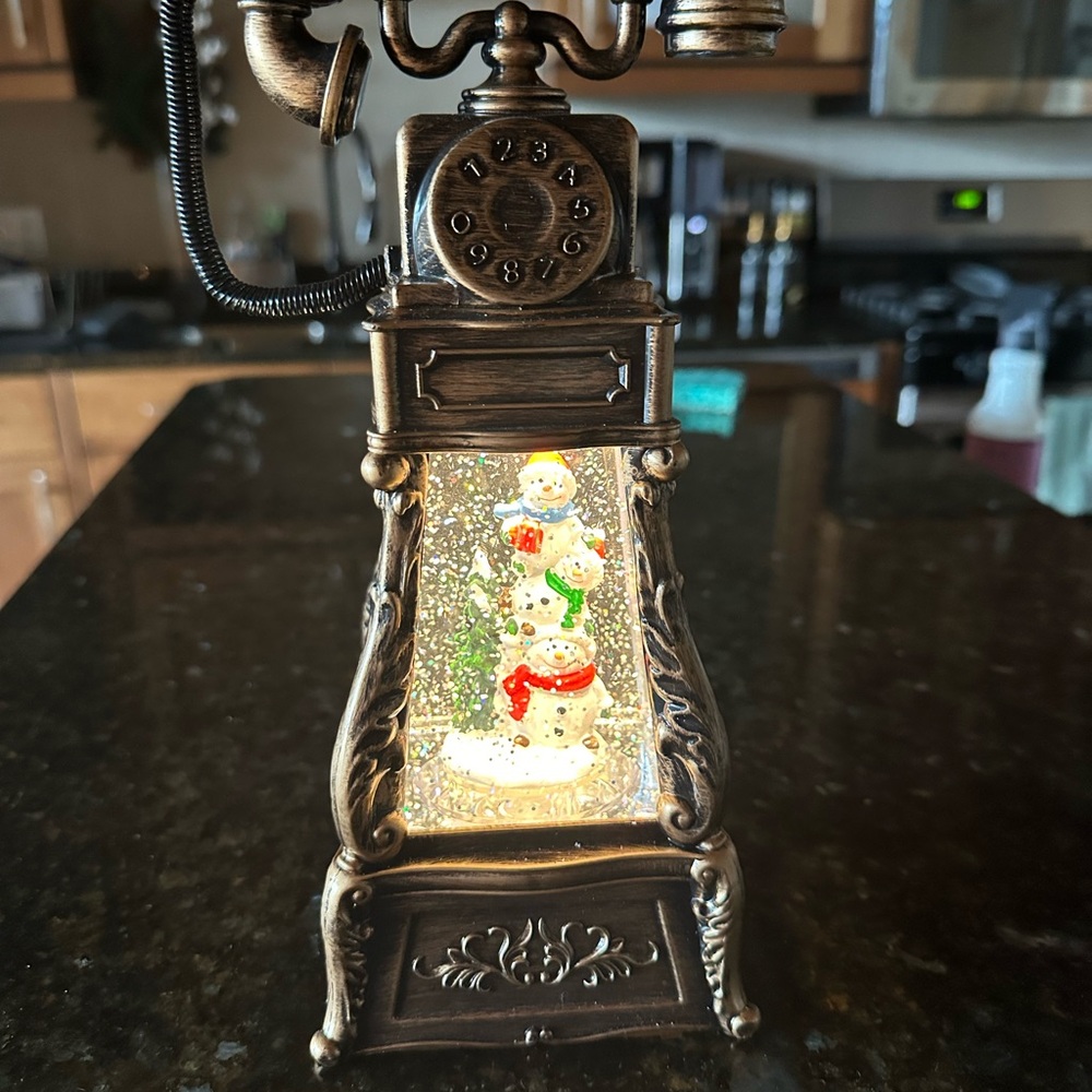 Vintage Bronze Snowman Holiday Lantern
